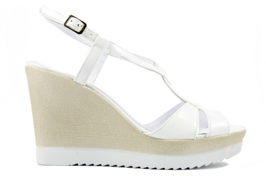 White patent wedges