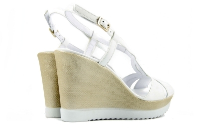 White patent wedges