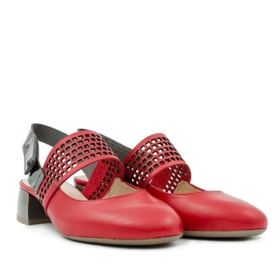 Red leather ballerinas