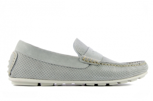 Grey suede moccasins
