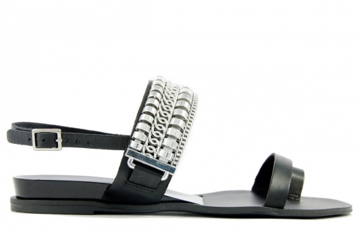 Black leather sandals