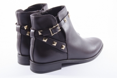 Brown leather ankle boots