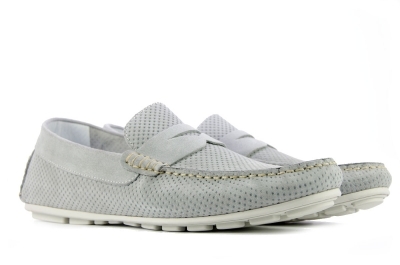 Grey suede moccasins