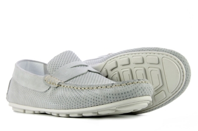 Grey suede moccasins