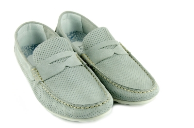 Grey suede moccasins