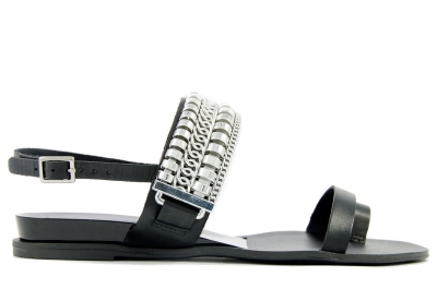 Black leather sandals