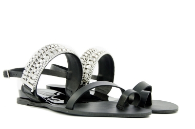 Black leather sandals
