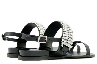 Black leather sandals