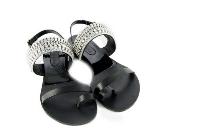 Black leather sandals