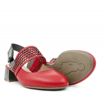 Red leather ballerinas